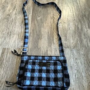 Plaid Crossbody Bag - Blue and Black